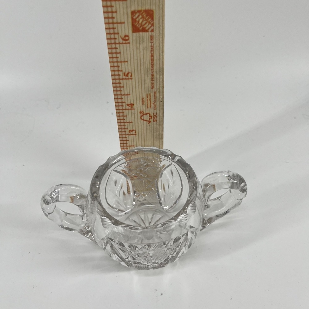 Vintage Sugar Bowl American Cut Glass Open Doubled Handled - Picture 5 of 5